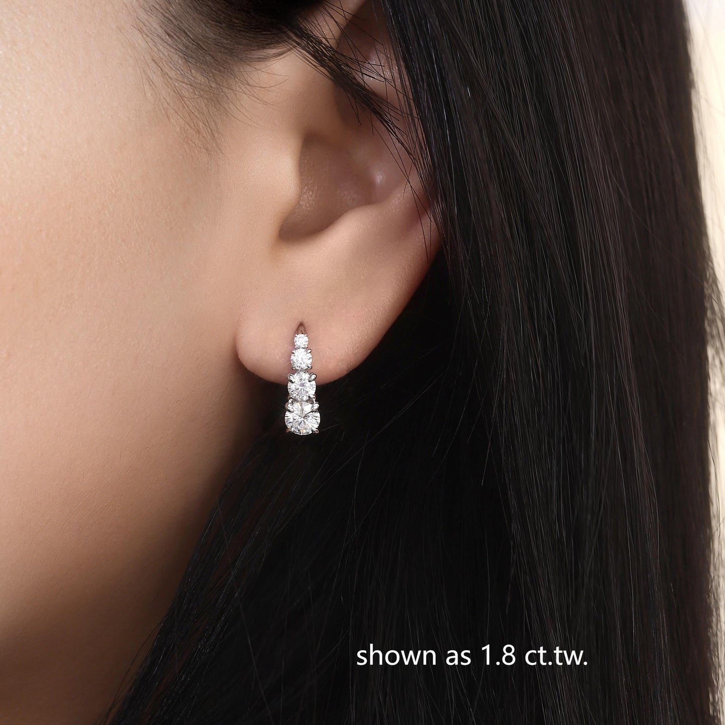 Aretes con Cuatro Piedras | Oro Blanco