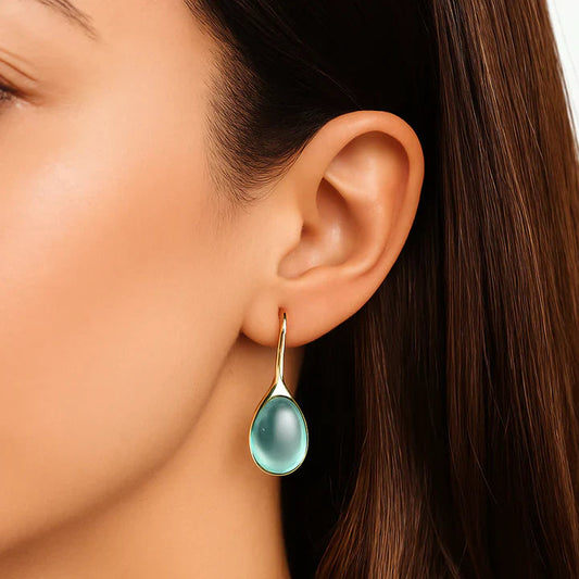 Pendientes Colgantes de Cristal en Oro y Plata