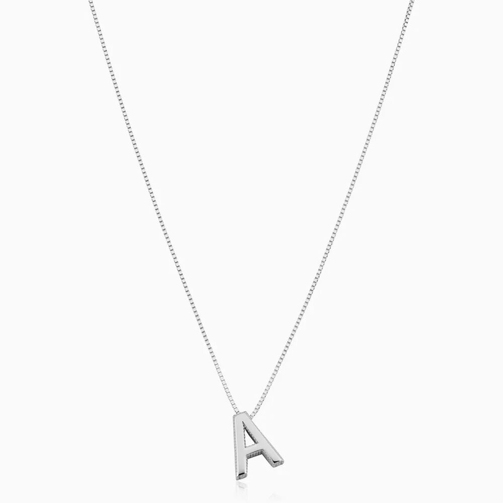 Collar Inicial Carta de Amor | Oro Blanco
