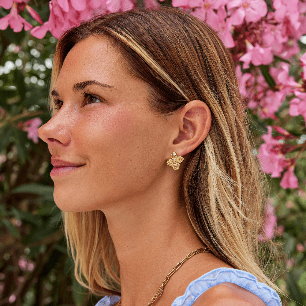 Pendientes de Flor de Oro de 18K