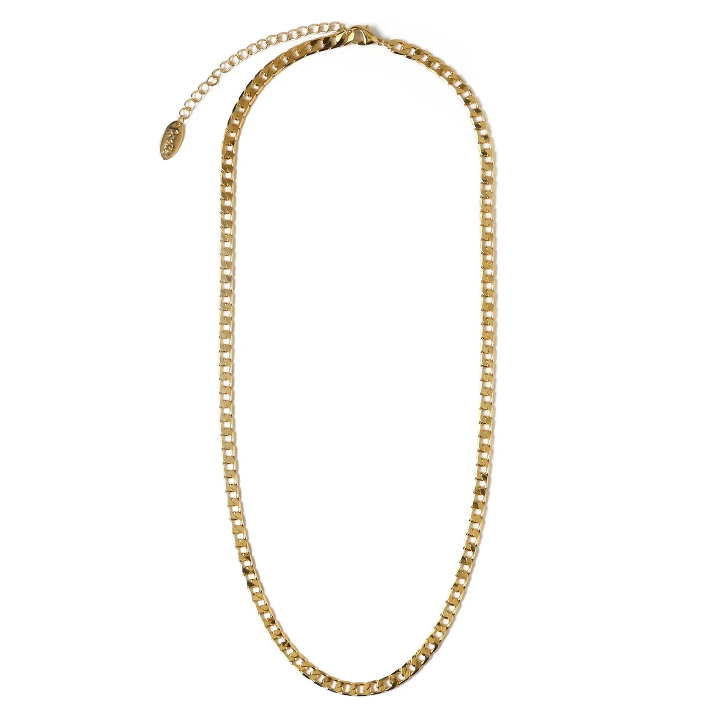 Collar Cadena Curb de Eslabones Planos | Oro Blanco