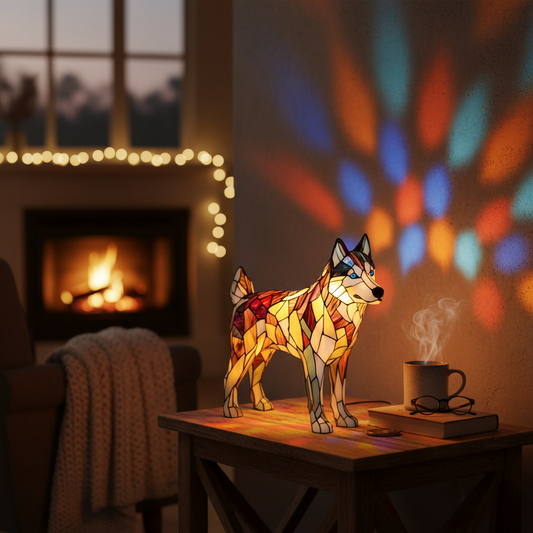 哈士奇|彩色玻璃燈