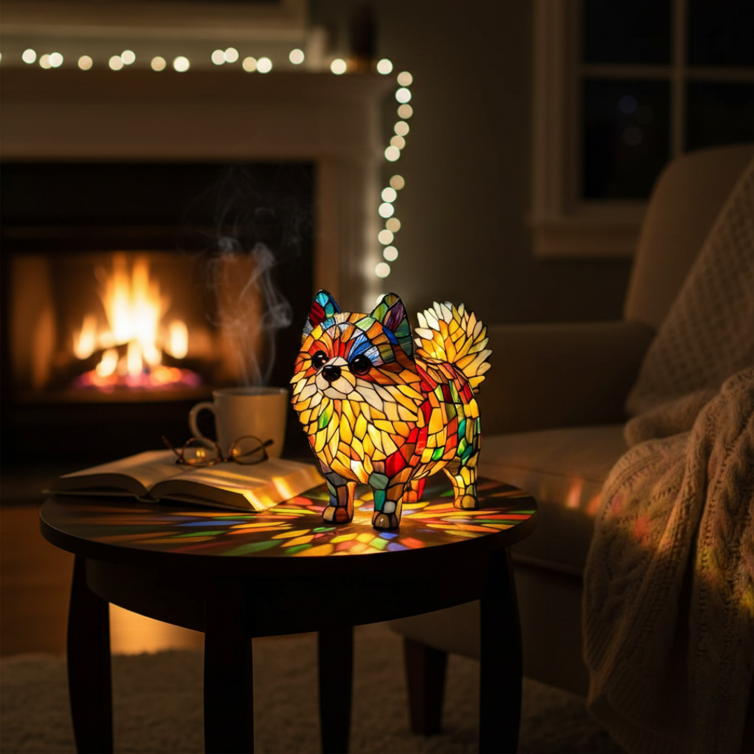 博美犬|彩色玻璃燈