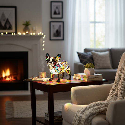 法國鬥牛犬|彩色玻璃燈