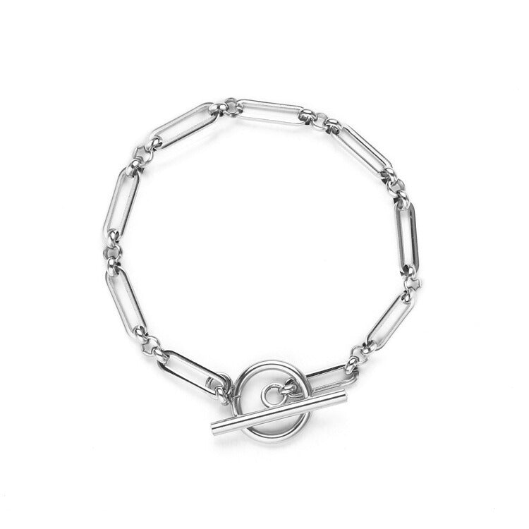 Pulsera Link T-Bar | Oro Blanco