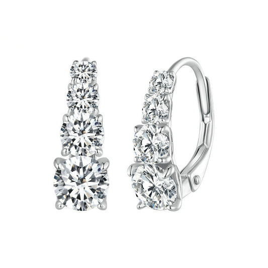 Aretes con Cuatro Piedras | Oro Blanco