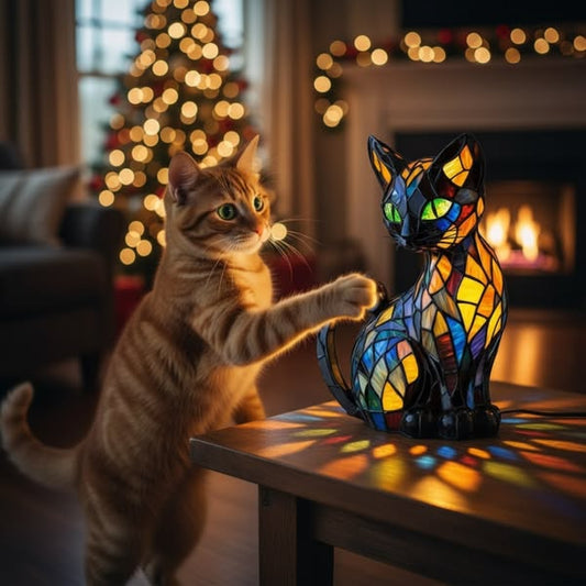 貓|彩色玻璃燈