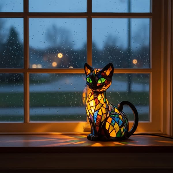 貓|彩色玻璃燈