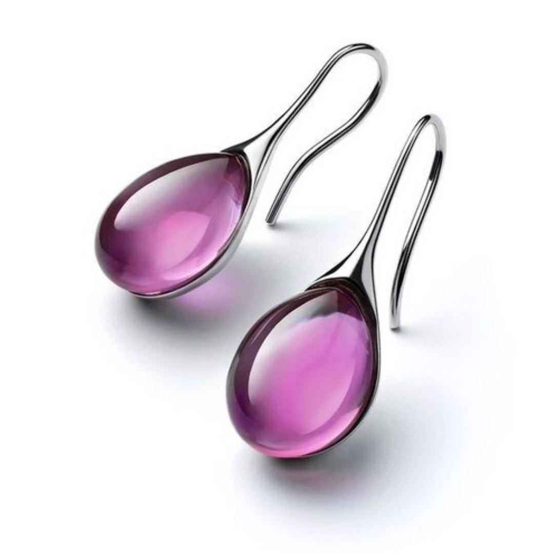 Pendientes Colgantes de Cristal en Oro y Plata