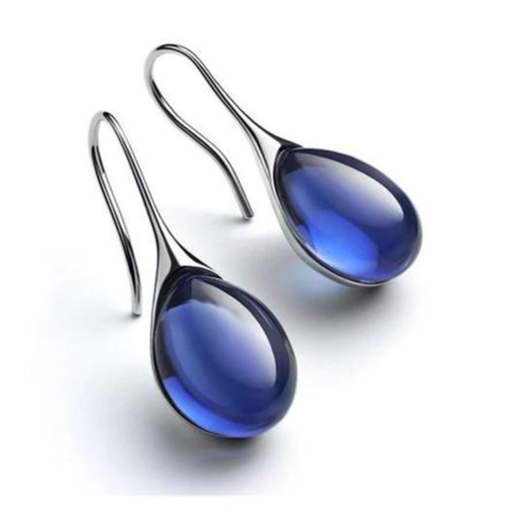 Pendientes Colgantes de Cristal en Oro y Plata