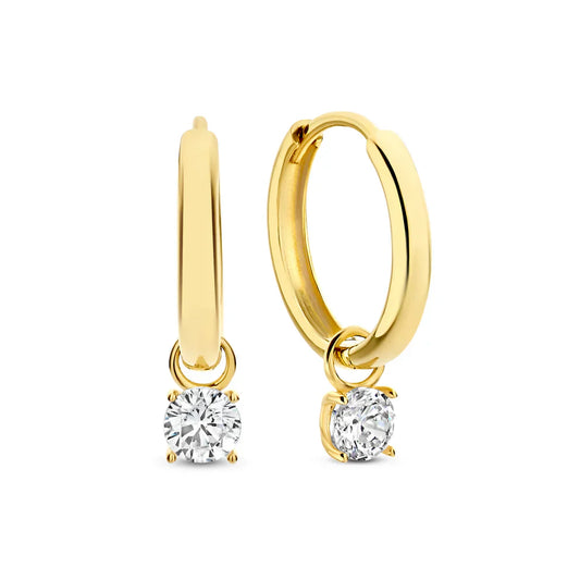 Aros Larmes de Lune con Piedra | Oro Blanco