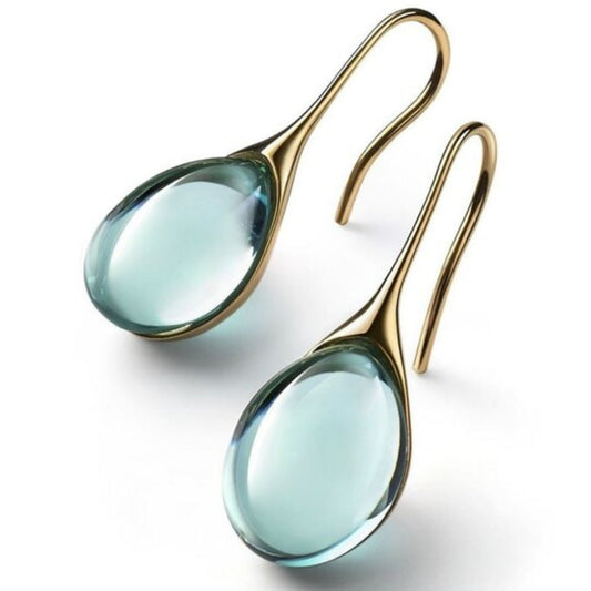 Pendientes Colgantes de Cristal en Oro y Plata