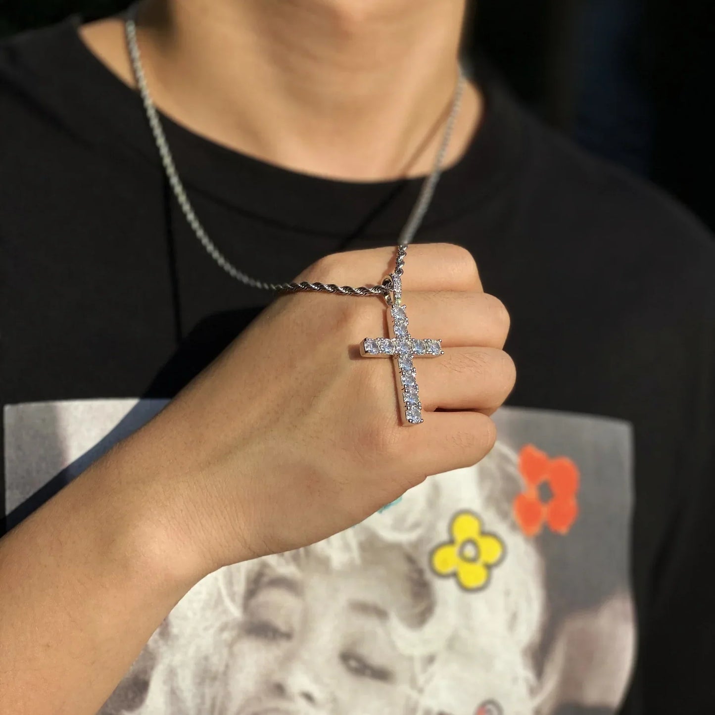 Collar con Cruz | Oro Blanco