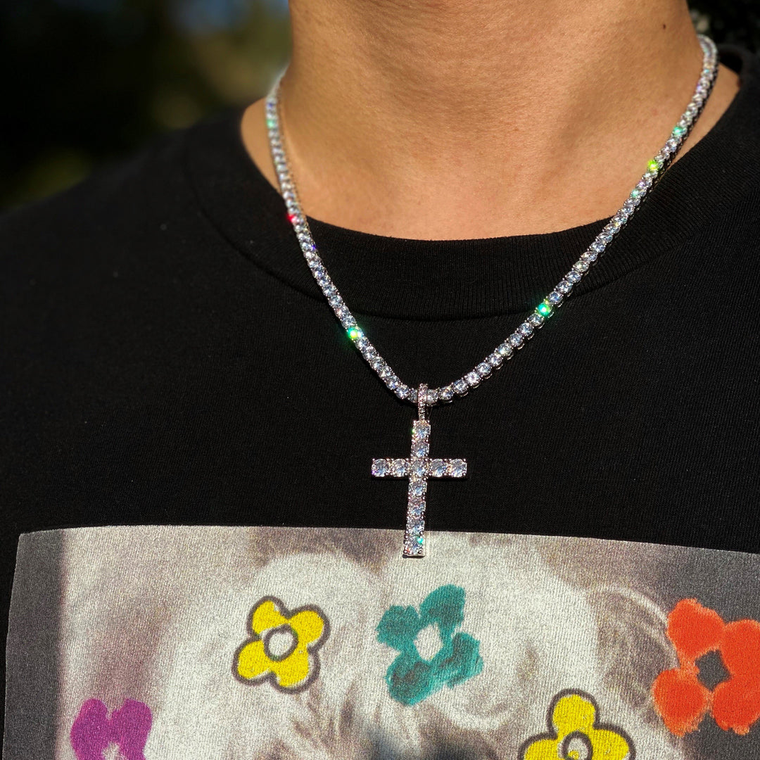 Collar con Cruz | Oro Blanco