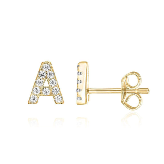 Arete con Inicial 1 Pieza | Oro Blanco