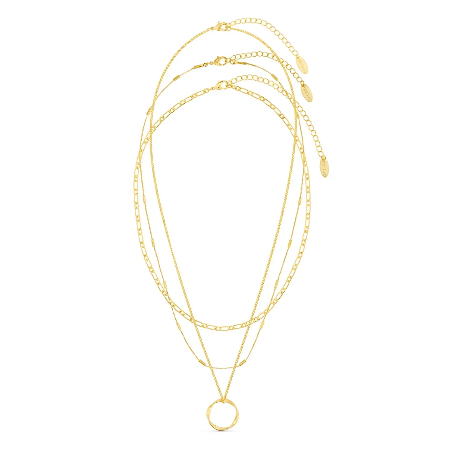 Collar Círculo Abierto de Tres Filas | Oro Blanco