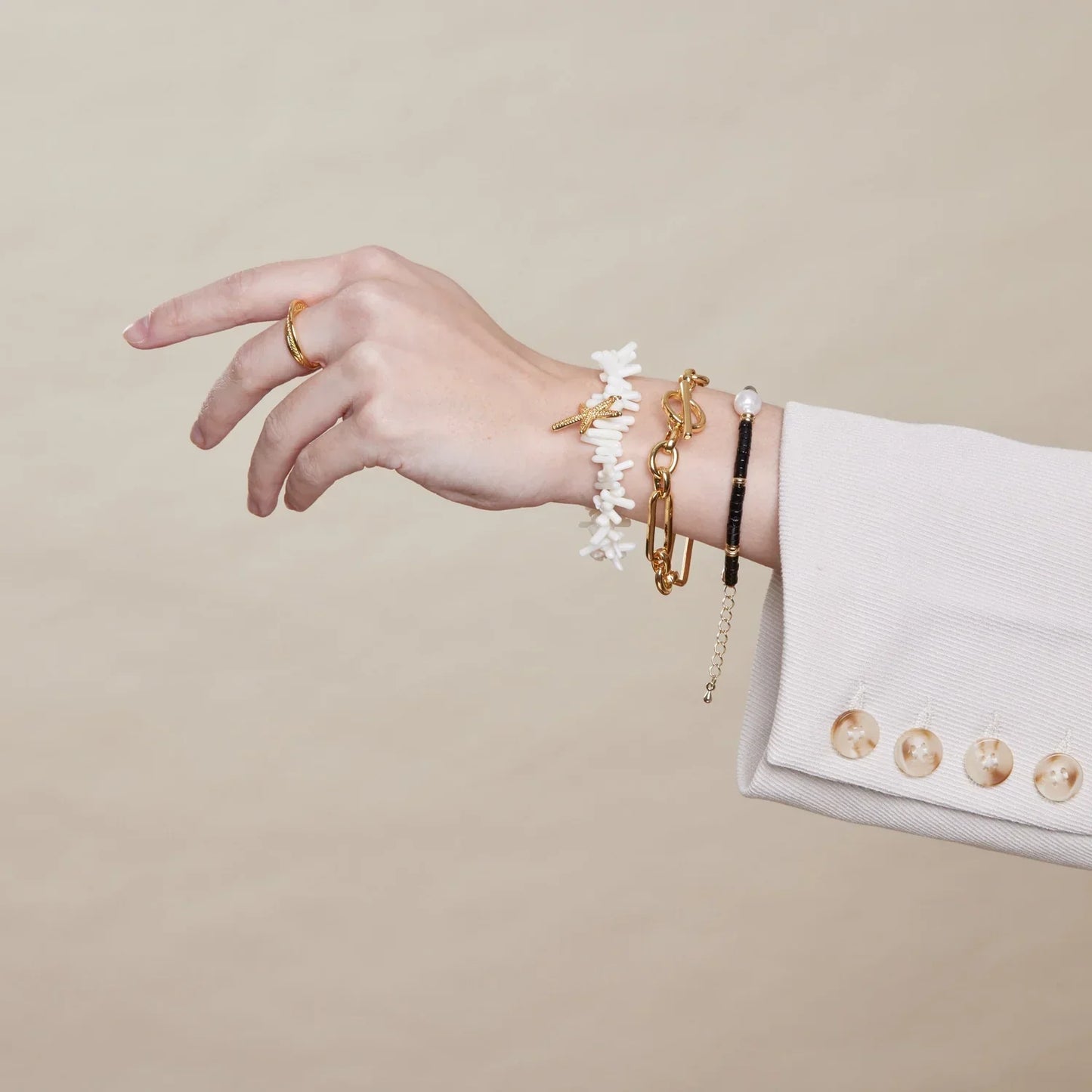 Pulsera Link T-Bar | Oro Blanco