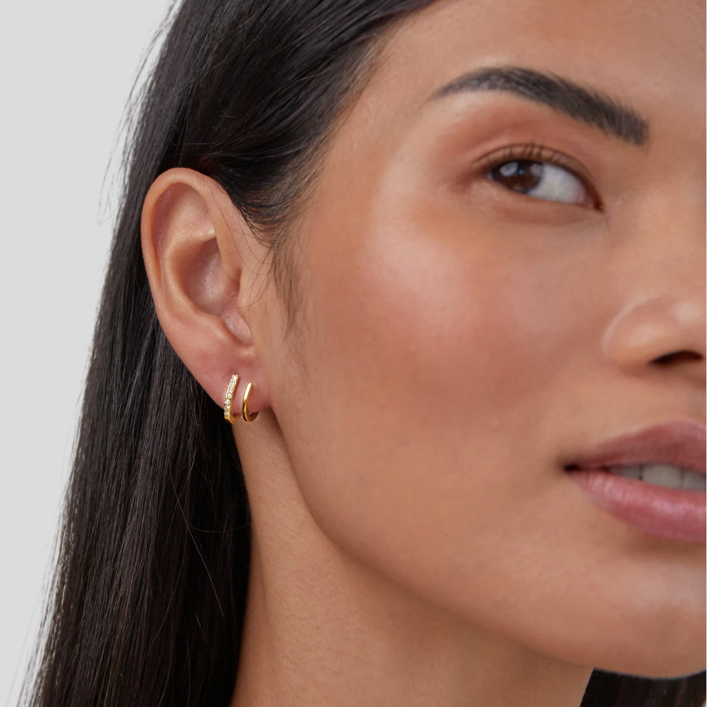 Pendientes de Garra de Oro de 18K y Cristal