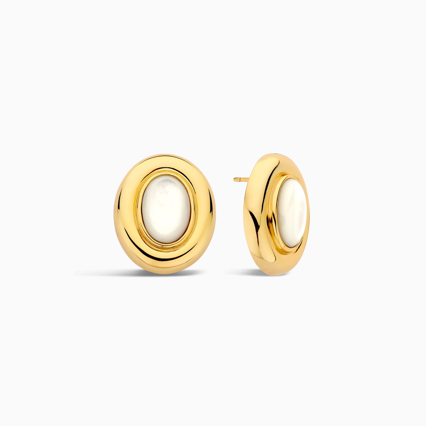 Aretes Lisa con Perla | Oro Blanco