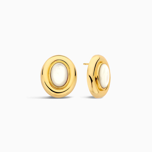 Aretes Lisa con Perla | Oro Blanco