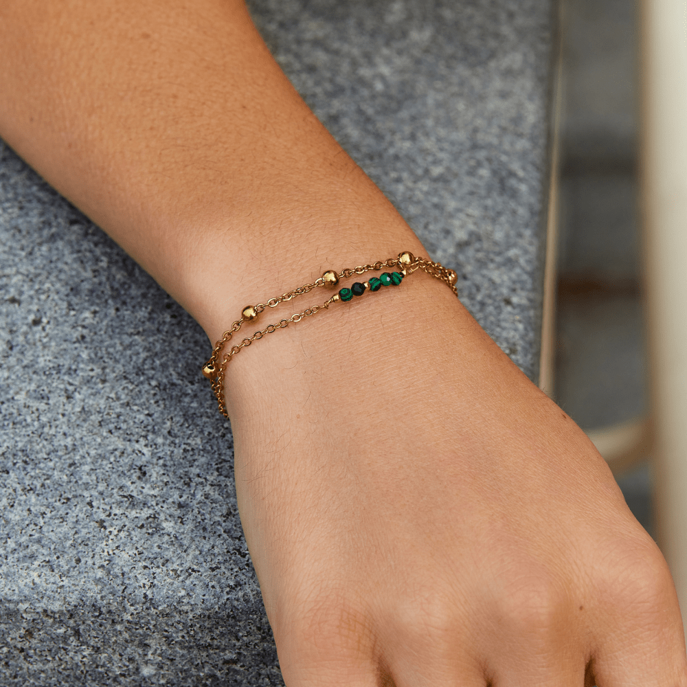 Pulsera de Cuentas de Malaquita Verde