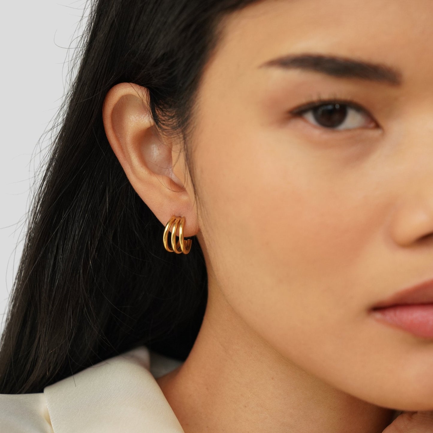 Pendientes de Triple Aro de Oro