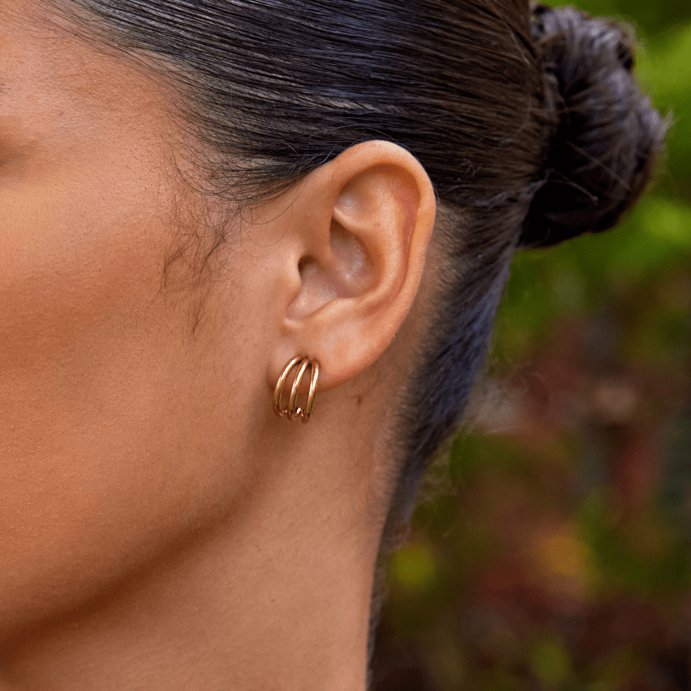 Pendientes de Triple Aro de Oro