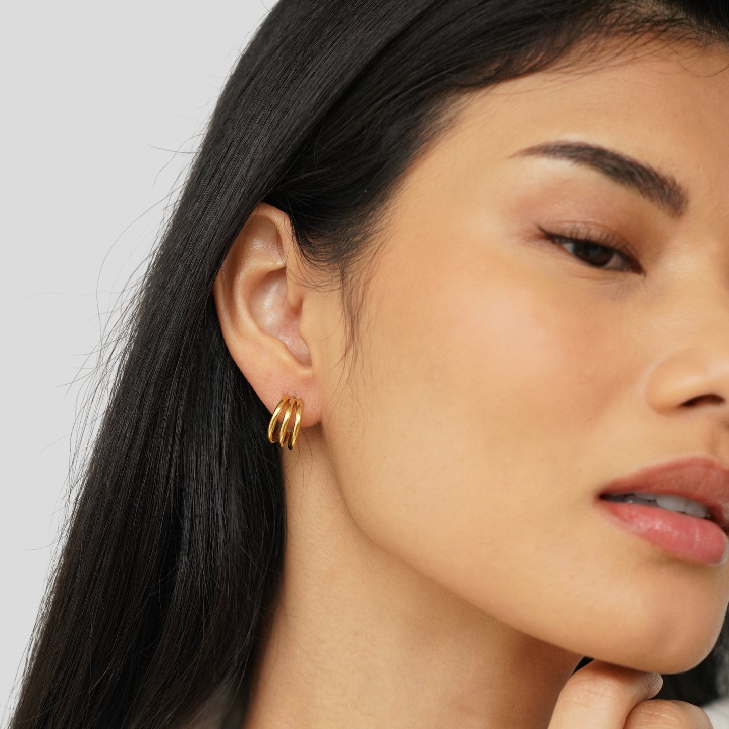 Pendientes de Triple Aro de Oro