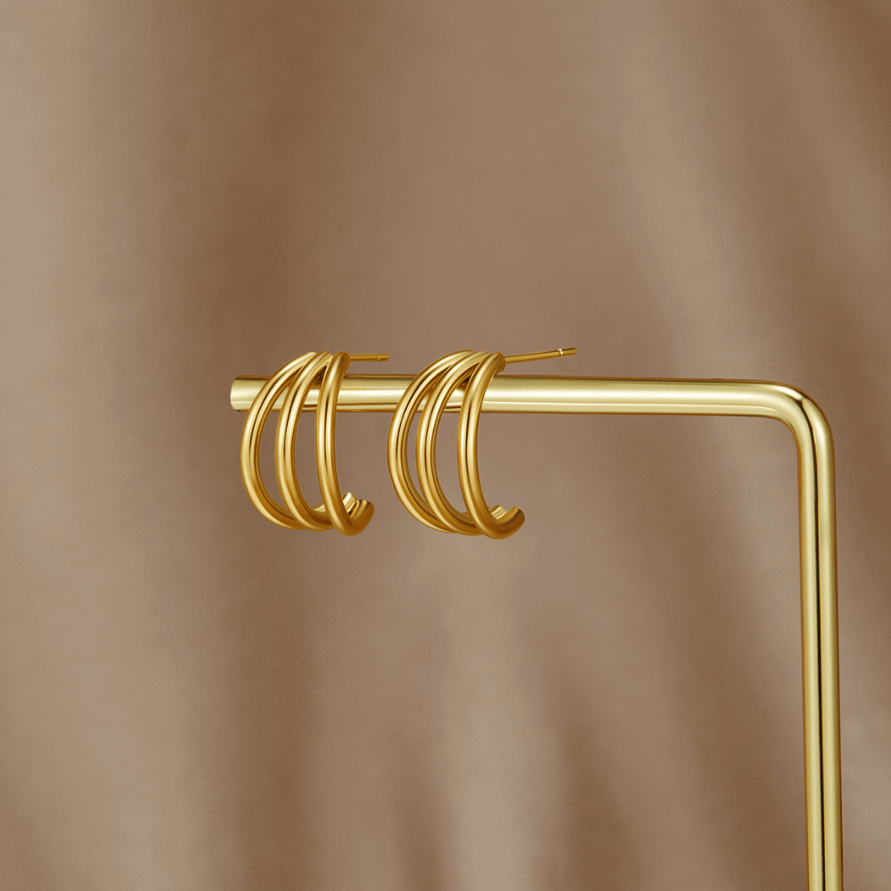 Pendientes de Triple Aro de Oro