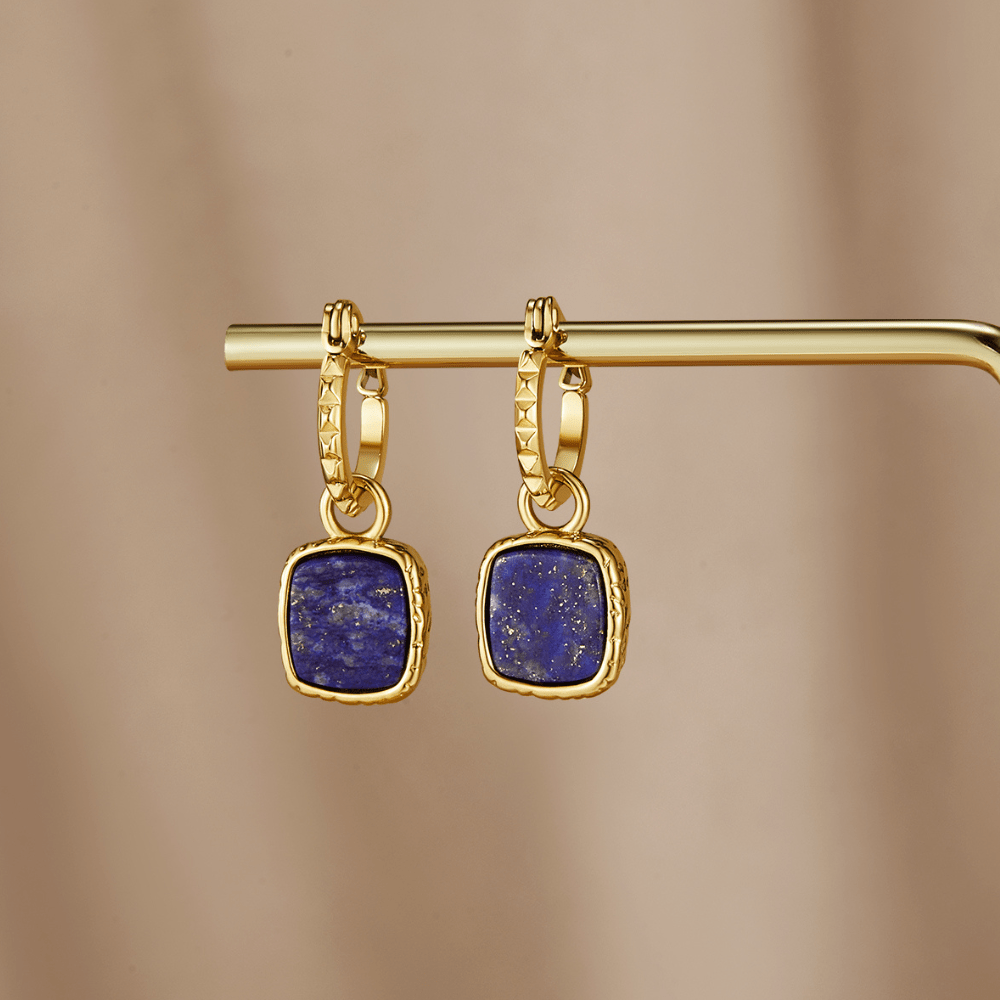 Pendientes de Aro Astoria con Piedra Azul