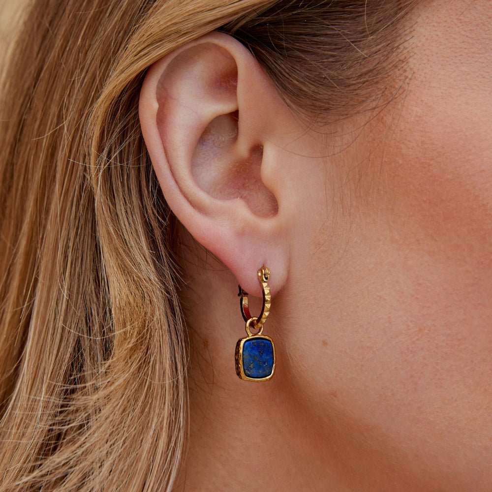 Pendientes de Aro Astoria con Piedra Azul