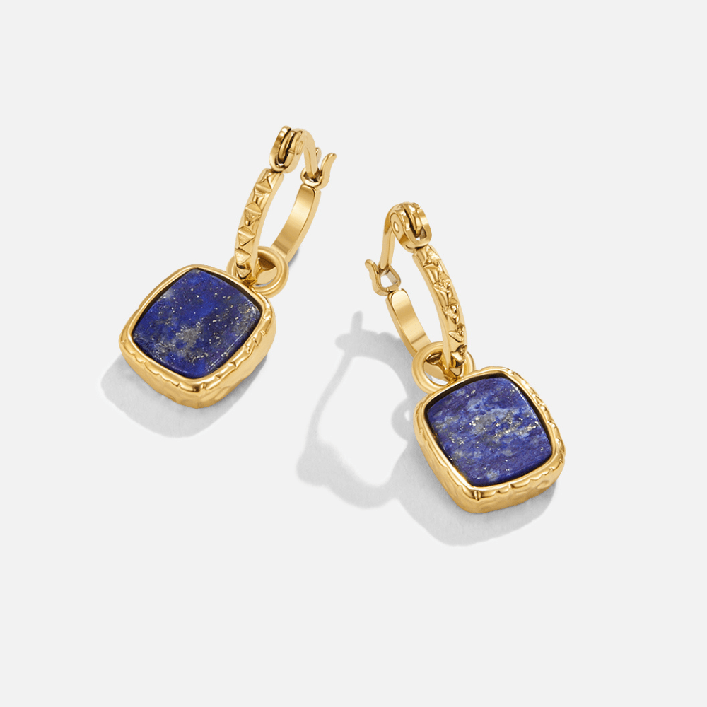 Pendientes de Aro Astoria con Piedra Azul
