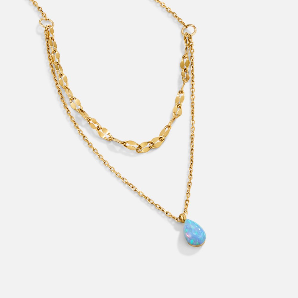 Collar en Capas de Gota de Ópalo Azul