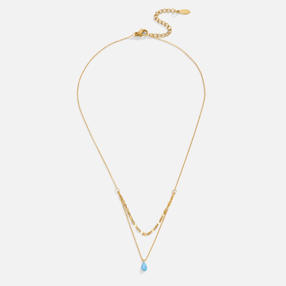 Collar en Capas de Gota de Ópalo Azul