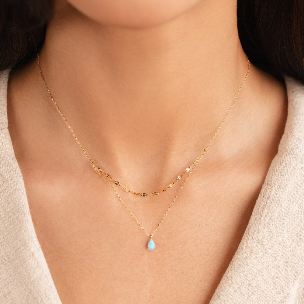 Collar en Capas de Gota de Ópalo Azul