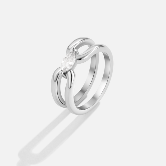 Anillo de Cadena de Eslabones Plateada