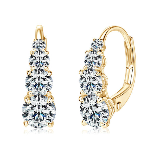 Aretes con Cuatro Piedras | Oro Blanco