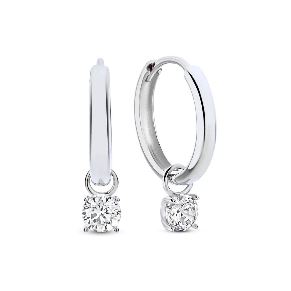 Aros Larmes de Lune con Piedra | Oro Blanco