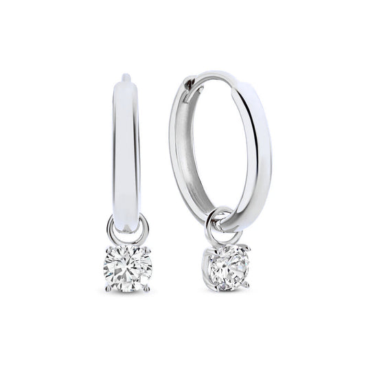 Aros Larmes de Lune con Piedra | Oro Blanco