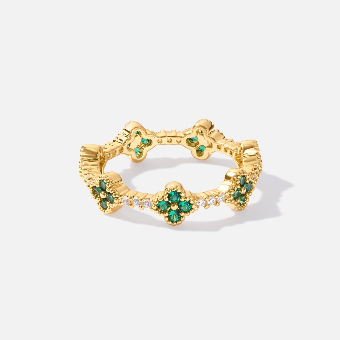 Anillo de Cristal Trébol de Cuatro Hojas