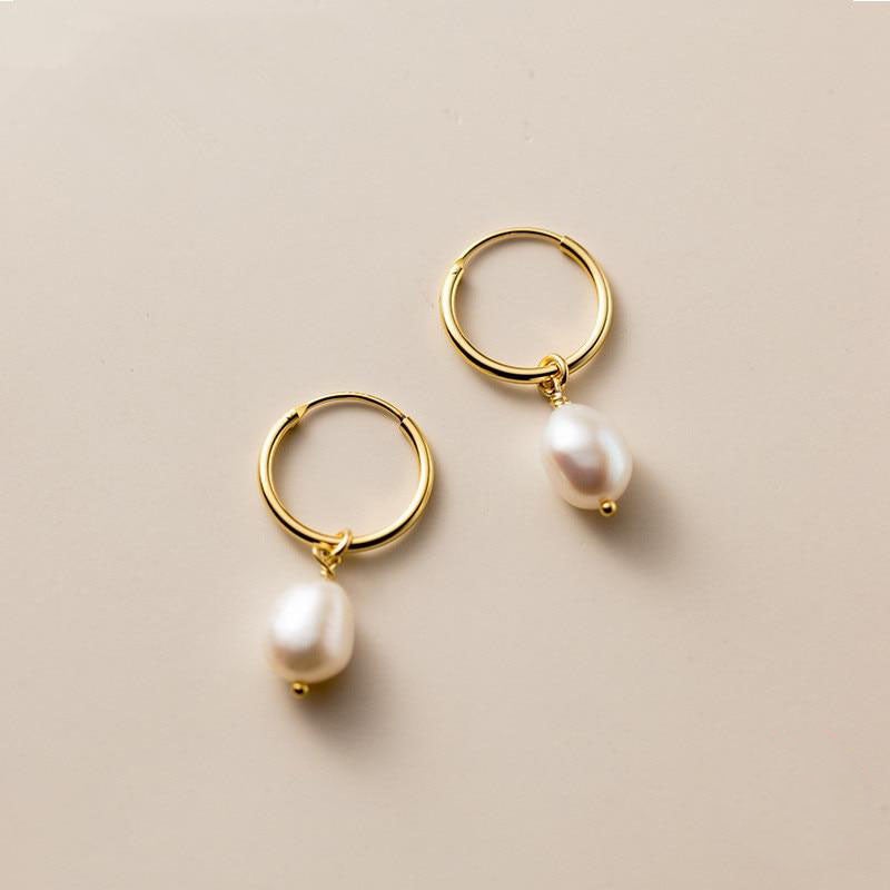 Pendientes de Aro con Perla de Agua Dulce
