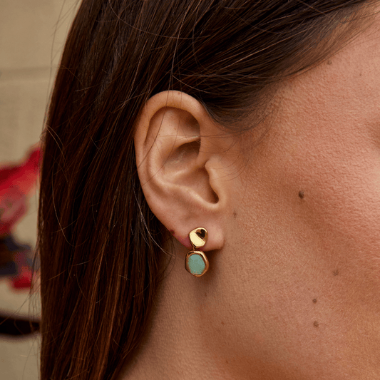 Pendientes Colgantes de Aquamarina y Oro