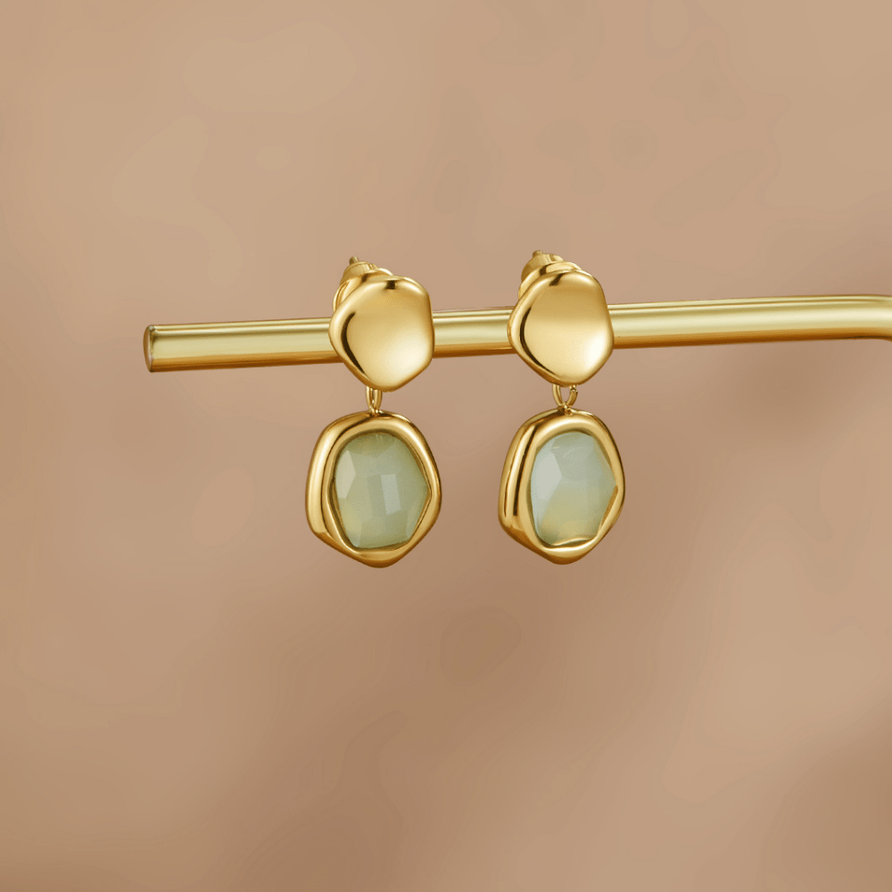 Pendientes Colgantes de Aquamarina y Oro