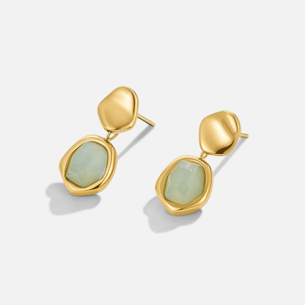 Pendientes Colgantes de Aquamarina y Oro