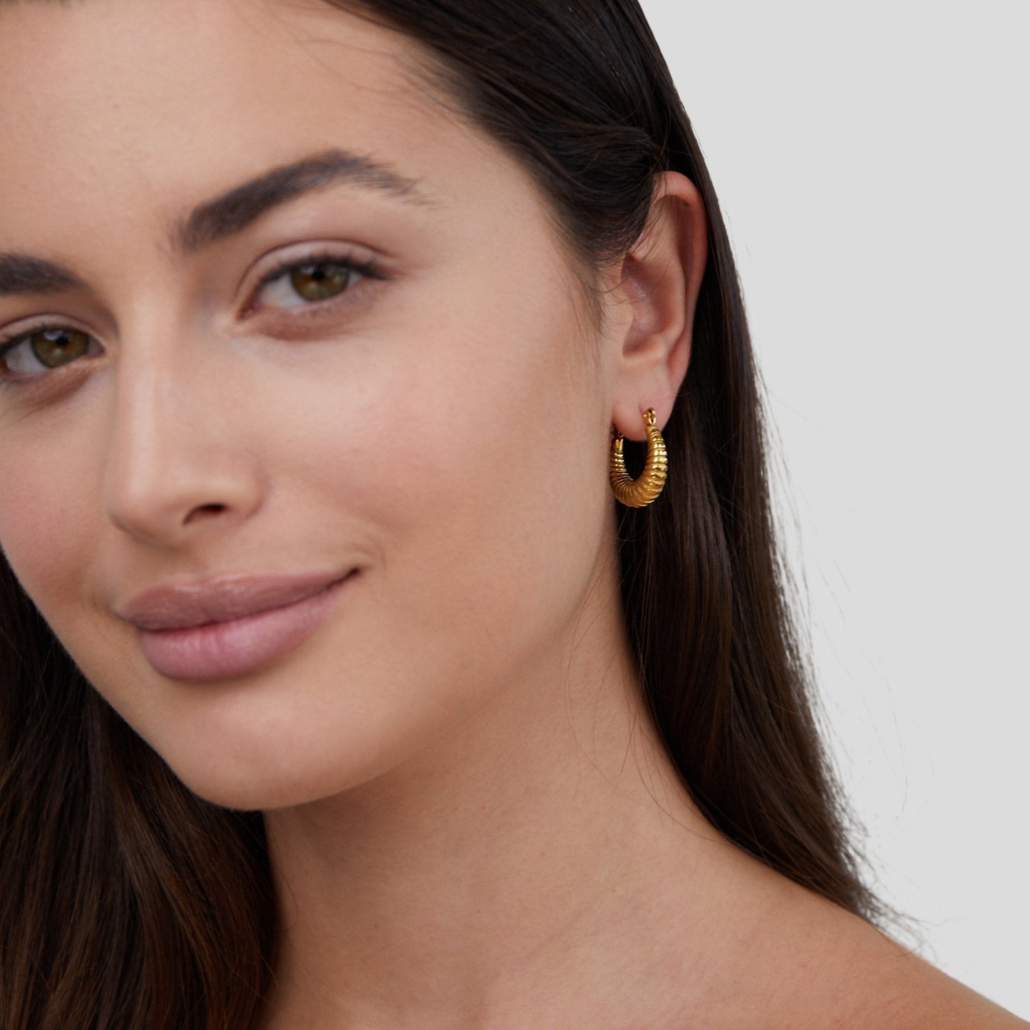 Pendientes de Aro Croissant Dorado