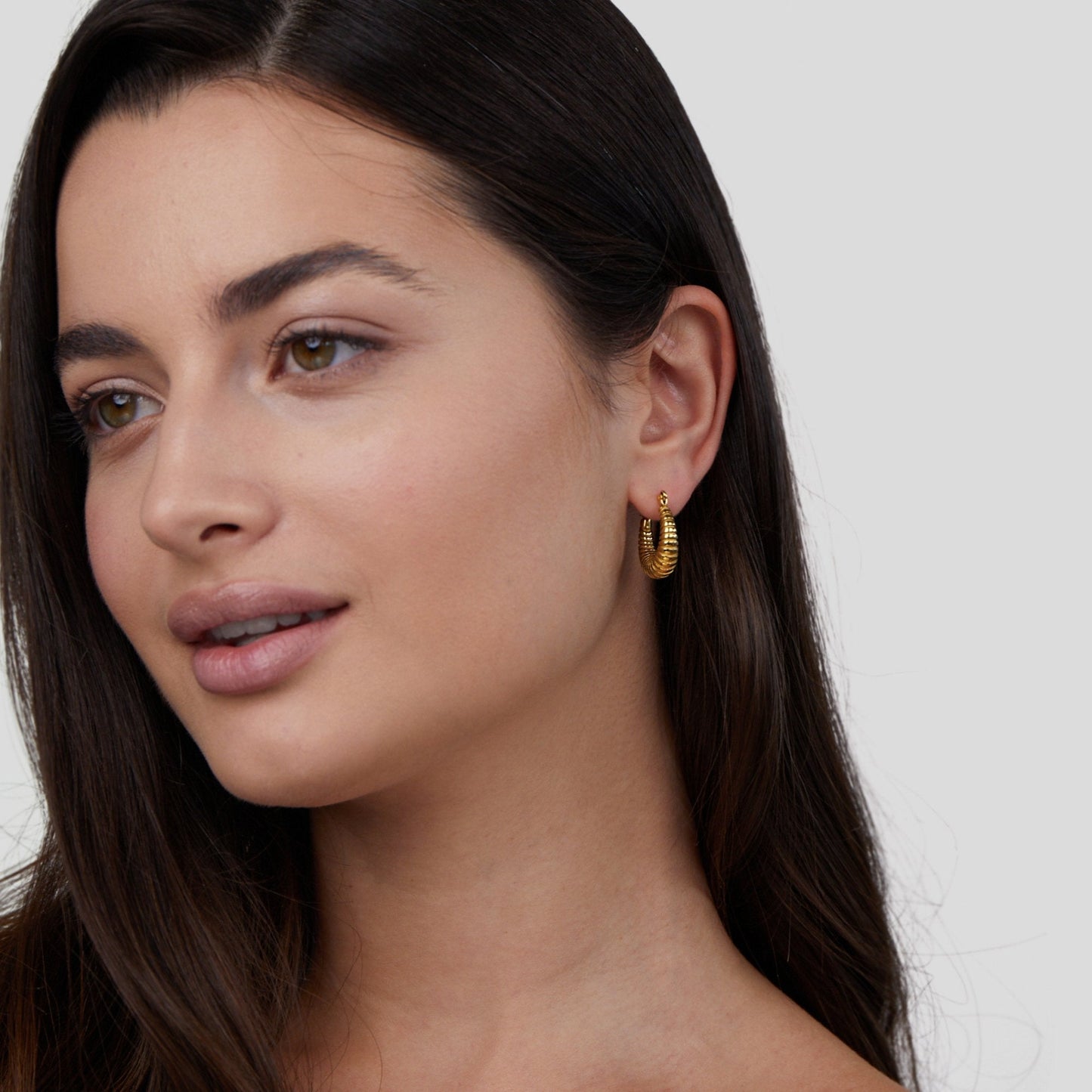 Pendientes de Aro Croissant Dorado