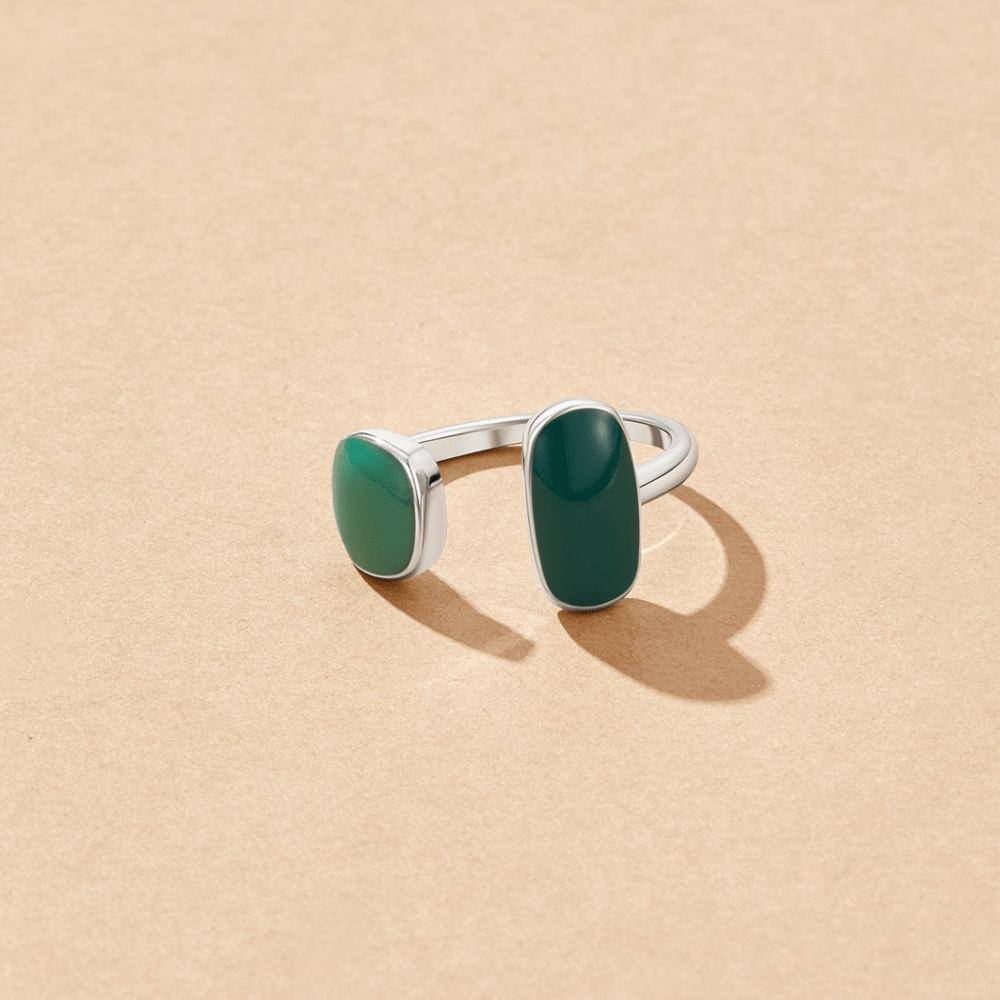 Anillo Envoltura de Sauce Verde y Plata