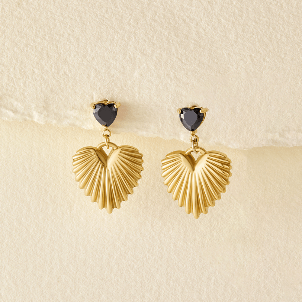 Pendientes Colgantes de Corazón de Oro