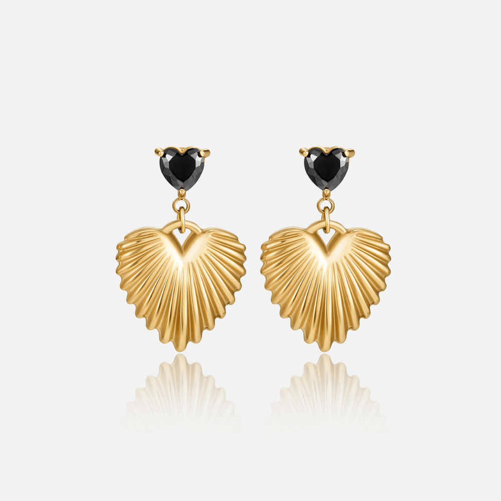 Pendientes Colgantes de Corazón de Oro