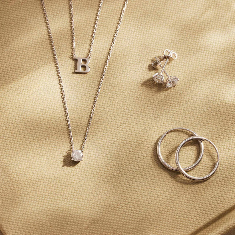Collar con Piedra | Oro Blanco
